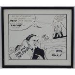 Indistinctly signed, circa 1978, Political and editorial Newspaper Cartoon, Original Pen ink etc.