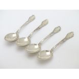 A set of four American sterling silver teaspoons by the Gorham Manufacturing Co.