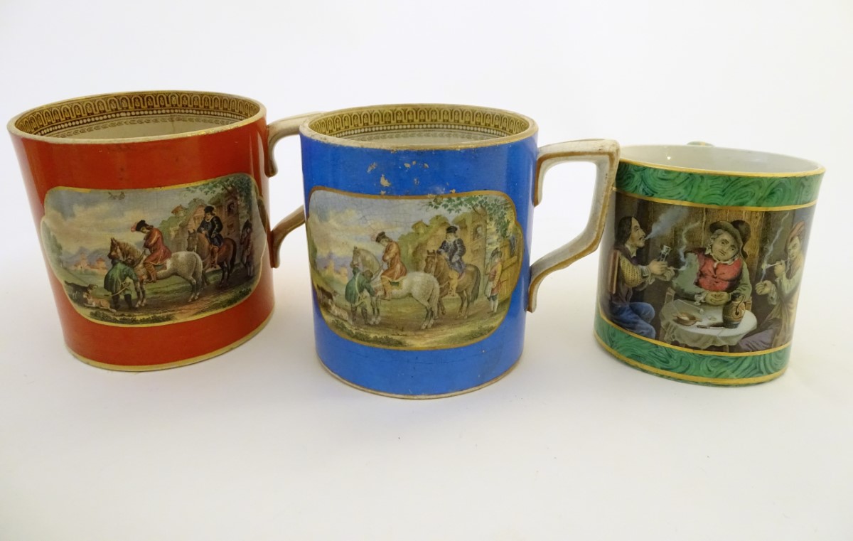 A quantity of Prattware items, comprising two large mugs, - Image 11 of 11