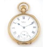 Waltham pocket watch : a gilt Dennison cased 'Waltham USA ' top wind pocket watch with signed