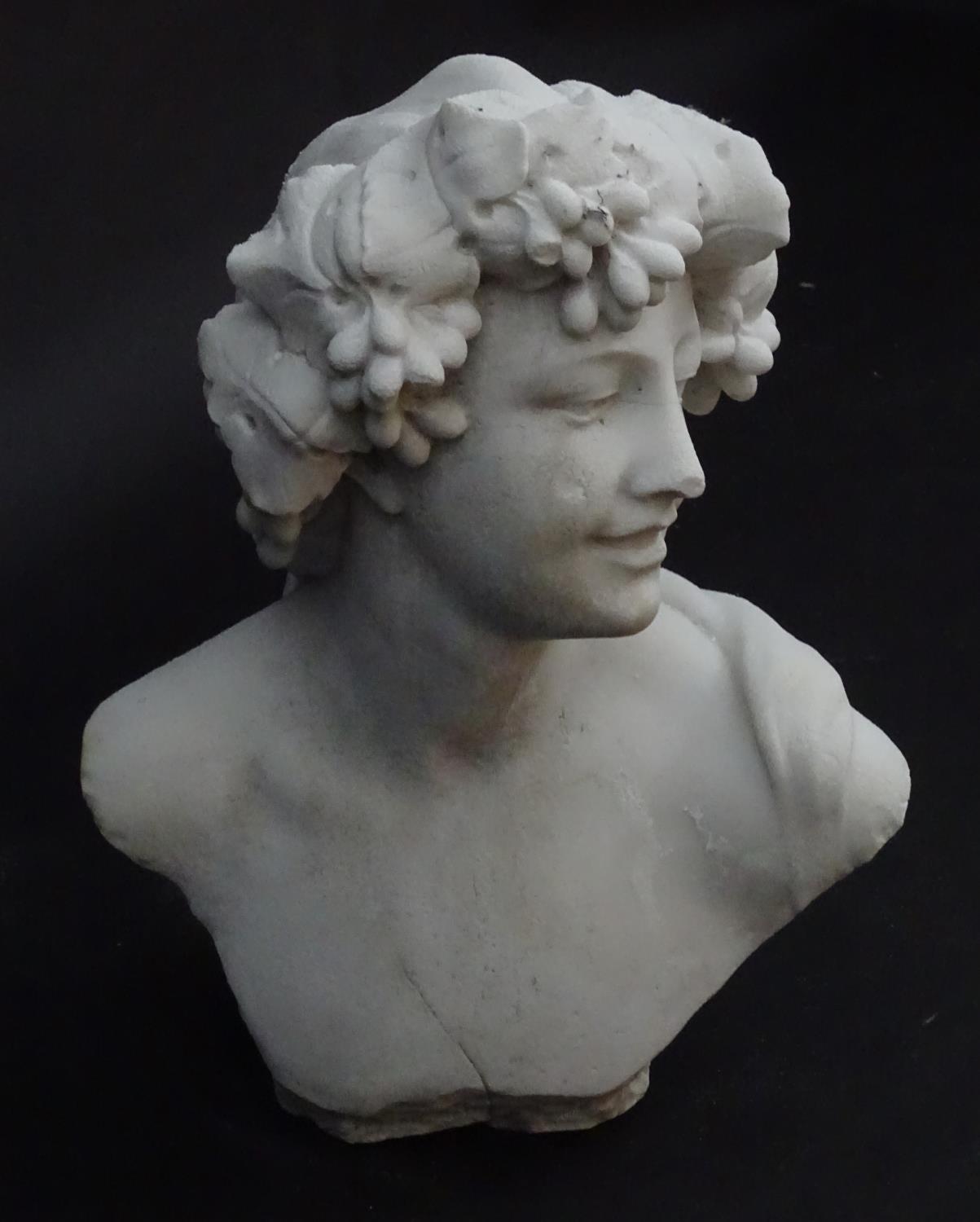 A reconstituted marble sculpture: bust of Bacchus, Roman God of Wine, Agriculture and fertility. - Image 8 of 18
