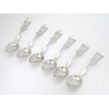 A set of 6 19thC American white metal teaspoons marked W. Mc.