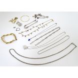 Assorted jewellery including silver bracelet,