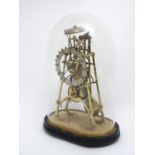 Skeleton clock : An eight day fusee passing strike clock, striking on a bell,