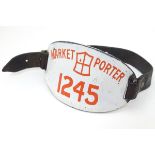 Vitreous Enamel and leather: an adjustable armband marked in red: 'Market Porter 1245'