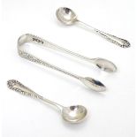 A pair of silver salt spoons hallmarked London 1969 maker Richards & Knight.