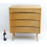Vintage Retro : a British Avalon Yatton 1960's oak chest of drawers with louvred drawer fronts and