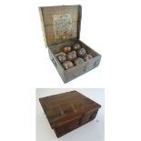 Lawn Bowls : A Victorian boxed full set of bowls to include 2 wooden Jacks and 4 brace of lignum