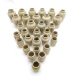 Virol : approximately 31 assorted sized recovered Bone-marrow Stoneware pots ,