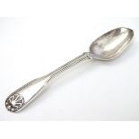 A Scottish silver fiddle thread and shell pattern teaspoon hallmarked Glasgow 1830 maker WM AM 5