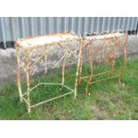 Garden & Architectural , Salvage : Two painted wrought iron mid-late 20thC plant stands ,