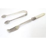 Victorian silver sugar tongs hallmarked London 1890 maker Hukin & Heath 3 3/4" long together with