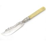 A Victorian butter knife with silver blade hallmarked Birmingham 1875 maker George Unite 7" long