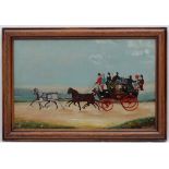 B Ty 1822 Equine school, Oil on canvas, The London to Cambridge Stagecoach with four in-hand,