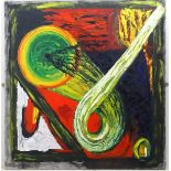 Hazel Dennis (1937-2004), Oil on canvas, Abstract No. 3, Inscribed verso. Approx.