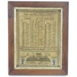 Rare 1839 Sampler: M Bartlett, Aged 9...