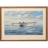 Militaria: Roy Gross (XX) Coloured print 'Catalina taking off' (Consolidated PBY Catalina,