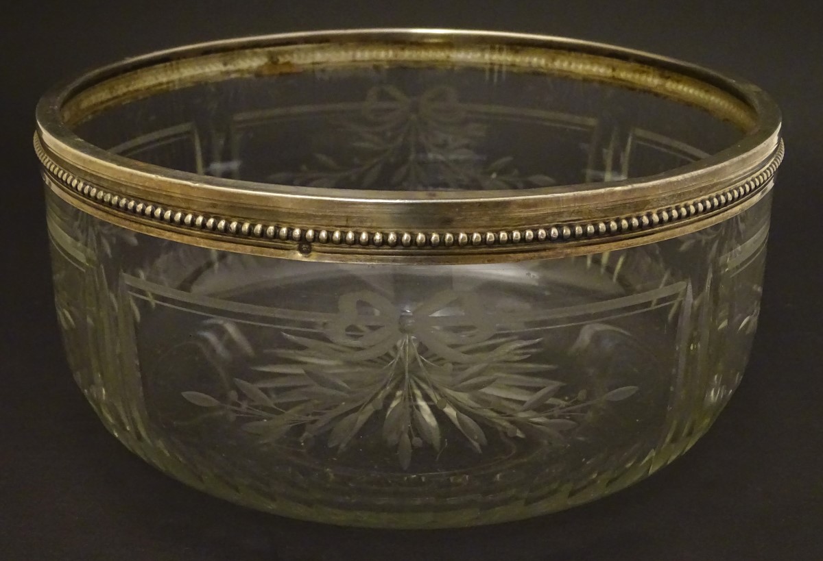 A Continental silver rimmed glass bowl , - Image 3 of 5