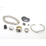 Assorted jewellery including a silver bracelet, bangle, brooch, ring etc.