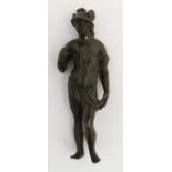 XVII, Patinated bronze sculpture, Hermes, God of Trade etc. 4 1/4” high.