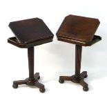 A pair of mid 19thC mahogany reading / writing tables with adjustable tops and folding reading /