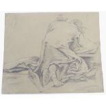 V. Cabianca, XIX, Pencil, Study of a Renaissance figure, possibly Christ, Signed V.