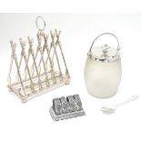 Assorted items comprising a silver plate novelty - slice toast rack,