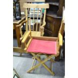 A stick back armchair together with a director's chair CONDITION: Please Note - we