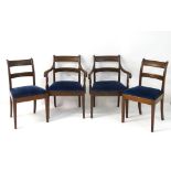 A set of four 19thC mahogany dining chairs with curved top rail,