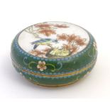 A 20thC Oriental cloisonne ink pot and cover of squat bun form.