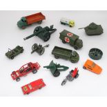 An assortment of mid 20thC Dinky Toys, to include diecast ambulances, military vehicles,