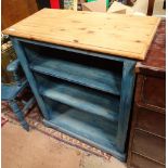 A painted pine 3 tier bookcase CONDITION: Please Note - we do not make reference