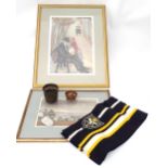 Assorted items to includes pictures, Cambridge university scarf, etc.