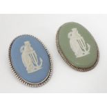 2 Wedgwood jasperware brooches CONDITION: Please Note - we do not make reference to