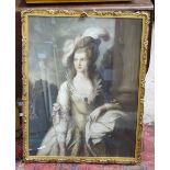A Baxter print after Thomas Gainsborough of an aristocratic lady, the Honourable Mrs Graham,