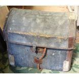 A domed top canvas travelling trunk CONDITION: Please Note - we do not make