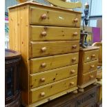 A pine chest of drawers together with matching bedside cabinet (2) CONDITION: Please