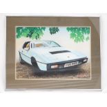 Automobilia : Martin Sexton XX, Gouache, Lotus Eclat Coupe, Signed lower right, Aperture 12 x 17".