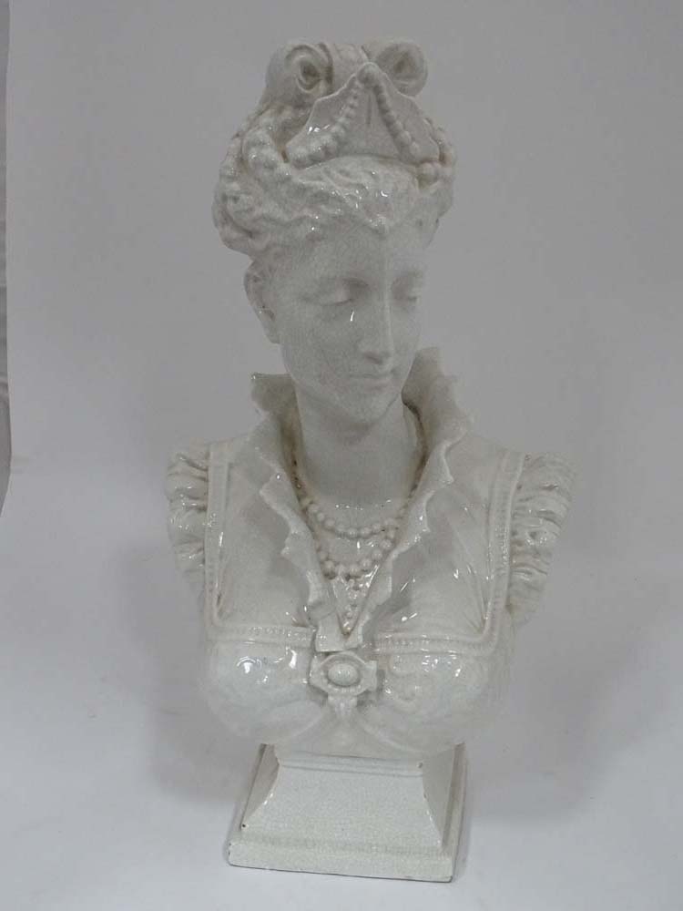 A late 20thC ceramic bust of a lady