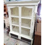 A painted bread cupboard with iron work decoration CONDITION: Please Note - we do