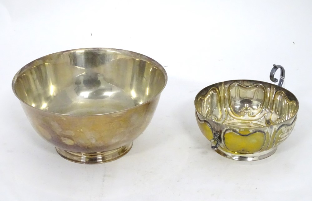 A silver plated two handled bowl,