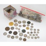 A quantity of various 18thC and later silver and copper collectable coins from around the world,