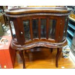 A glazed kidney shaped cabinet with removable tray top CONDITION: Please Note - we
