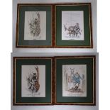 Indistinctly signed XX, Four humorous shooting aquatints, 'Good Shot!!!',