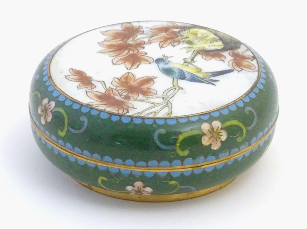 A 20thC Oriental cloisonne ink pot and cover of squat bun form. - Image 5 of 7