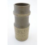 Scandinavian Studio Pottery: A tall Swedish cylindrical pot by Nittsjo, Sweden in beige/taupe tones,
