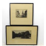 2 etchings , T Paterson XIX, Street scene , bears J M'Clure & son label verso,