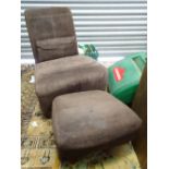 Suede chair and matching footstool CONDITION: Please Note - we do not make
