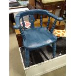 A blue painted smokers bow chair CONDITION: Please Note - we do not make reference