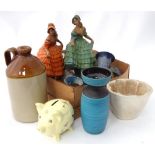 A quantity of ceramic items to include, flagons, figurines, jelly mount, retro vases, etc.